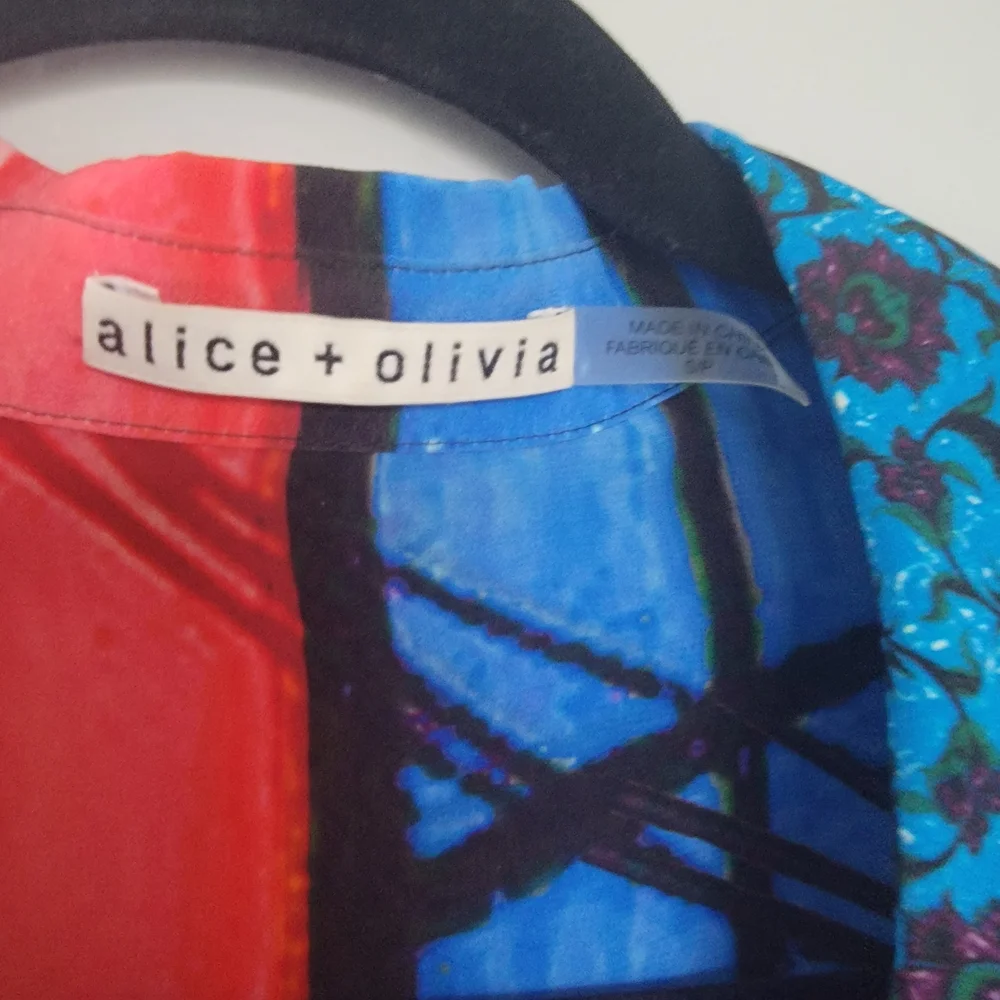 Alice and Olivia Colorful Graphic Long Sleeve blouse - Picture 2 of 4